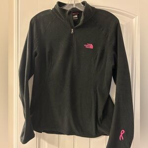 The North Face Black 1/4 zip Fleece with Pink Accents